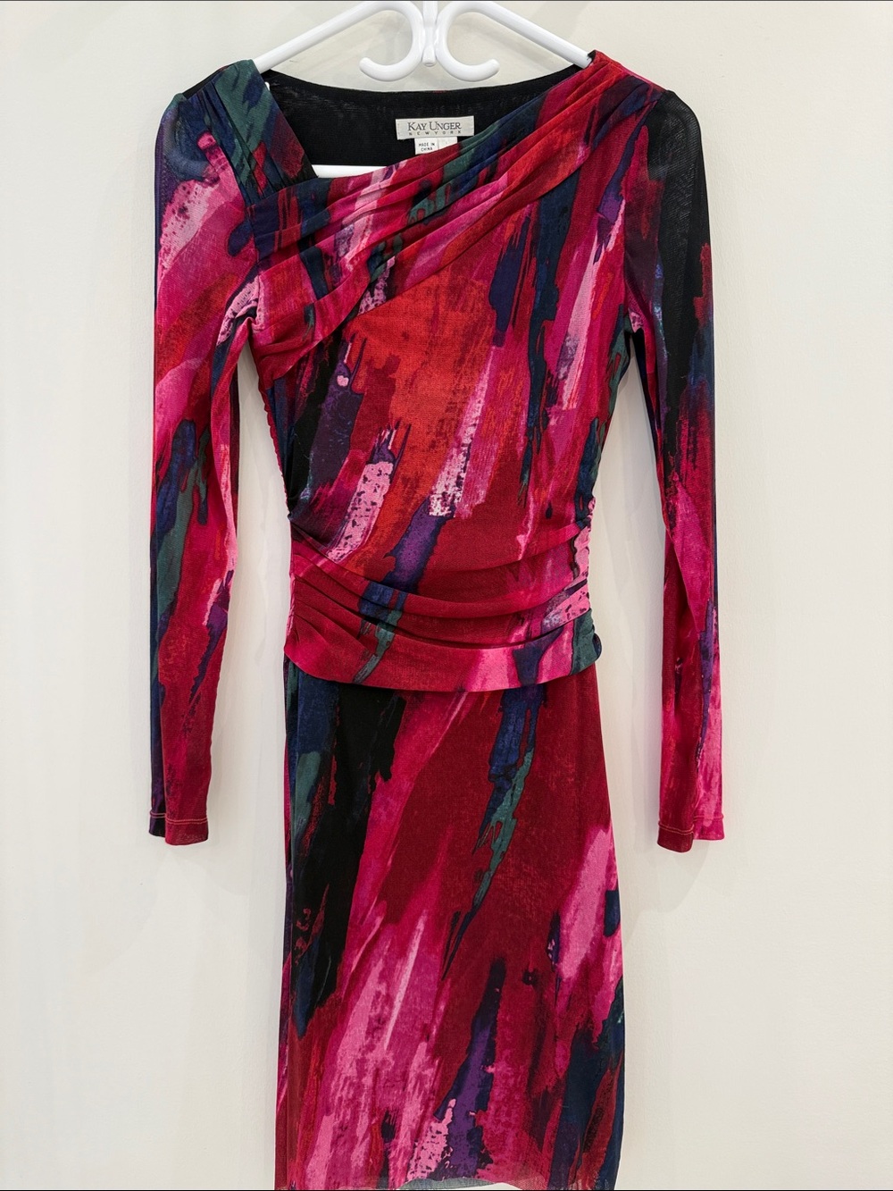 Kay Unger Red & Pink Abstract Print Long Sleeve Skirt Set